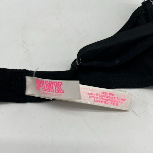 Victorias Secret Pink Womens Constellation Push Up Bra Size 32B Black Stars Sexy - Picture 3 of 5